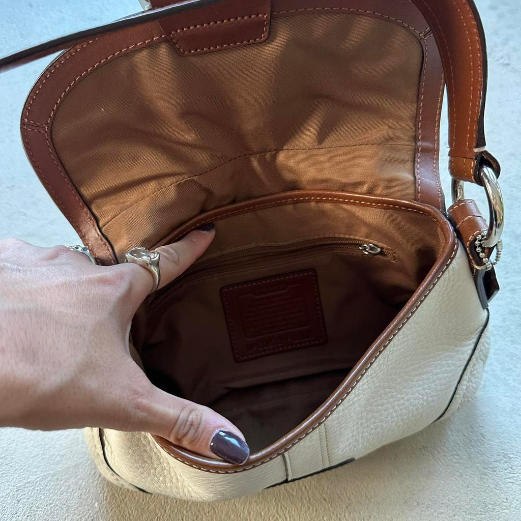 Vintage Y2K Coach White Leather Mini Soho Shoulder Bag